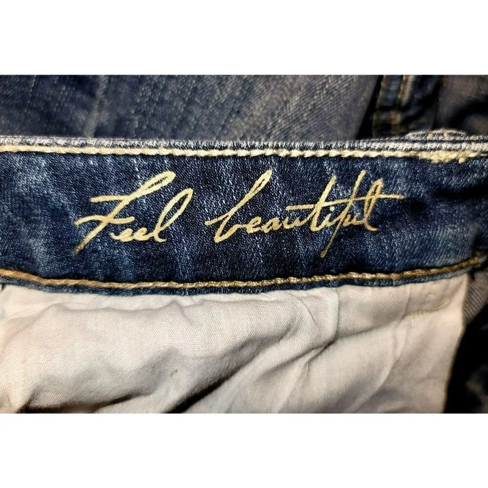 WHBM Crop Straight Leg Sequin Destressed Feel Beautiful Jean - Size 00